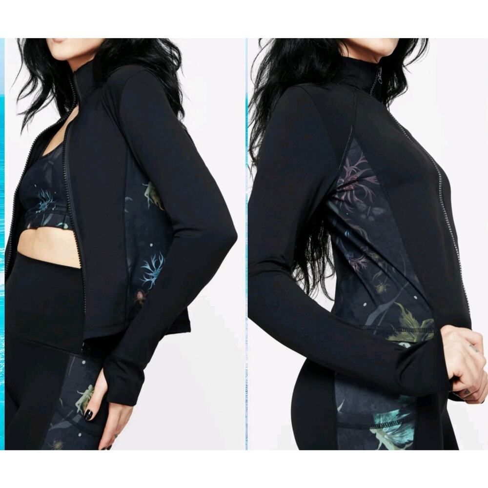 DISTURBIA NWT Rosanella Floral Fairy Zip Up Atheleisure Spandex Jacket Size 8